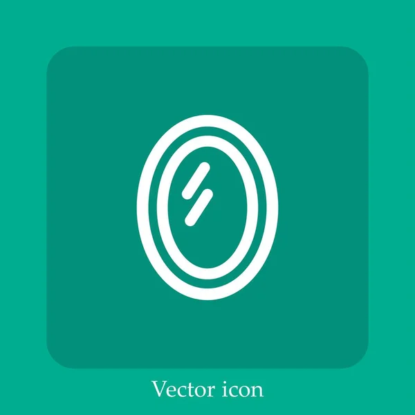 Ovale Spiegel Vector Pictogram Lineair Icon Line Met Bewerkbare Slag — Stockvector