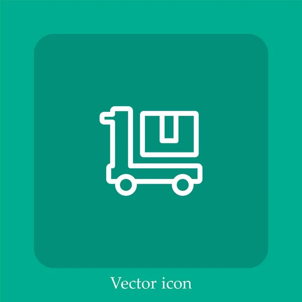 Paket Auf Trolley Vektor Symbol Lineare Icon Line Mit Editierbarem — Stockvektor