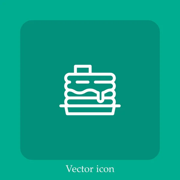 Panquecas Com Ícone Vetor Xarope Linear Icon Line Com Curso — Vetor de Stock