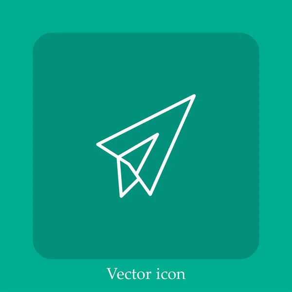 Papier Flugzeug Vektor Symbol Lineare Icon Line Mit Editierbarem Strich — Stockvektor