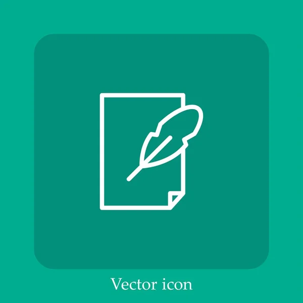 Ícone Vetor Papel Penas Linear Icon Line Com Curso Editável — Vetor de Stock