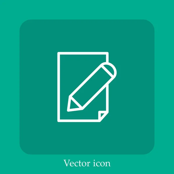Icono Del Vector Papel Lápiz Icon Line Lineal Con Carrera — Vector de stock