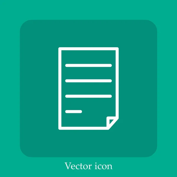 Papel Con Icono Vector Texto Icono Lineal Línea Con Carrera — Vector de stock