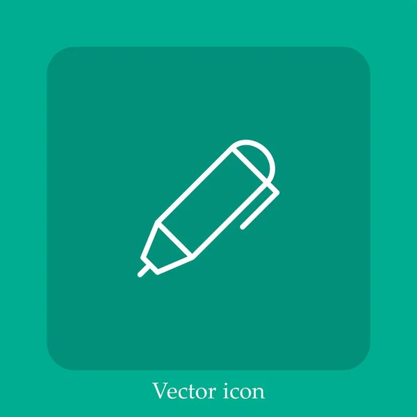 Icône Vectorielle Stylo Icône Linéaire Ligne Avec Course Modifiable — Image vectorielle