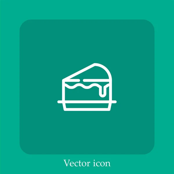 Piece Cake Plate Vector Icon Linear Icon Line Editable Stroke — Stock Vector