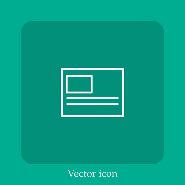 Ícone Vetor Cartão Postal Linear Icon Line Com Curso Editável — Vetor de Stock