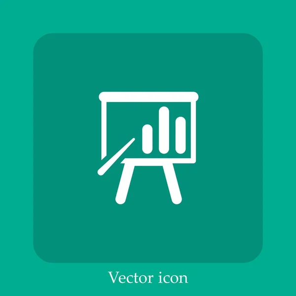 Tablero Presentación Con Icono Vector Gráfico Icon Line Lineal Con — Vector de stock