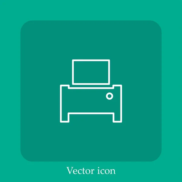 Printer Machine Vector Icon Linear Icon Line Editable Stroke — Stock Vector