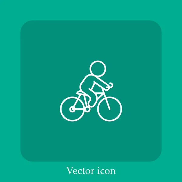 Riding Bicycle Vector Icon Linear Icon Line Editable Stroke — Stock Vector