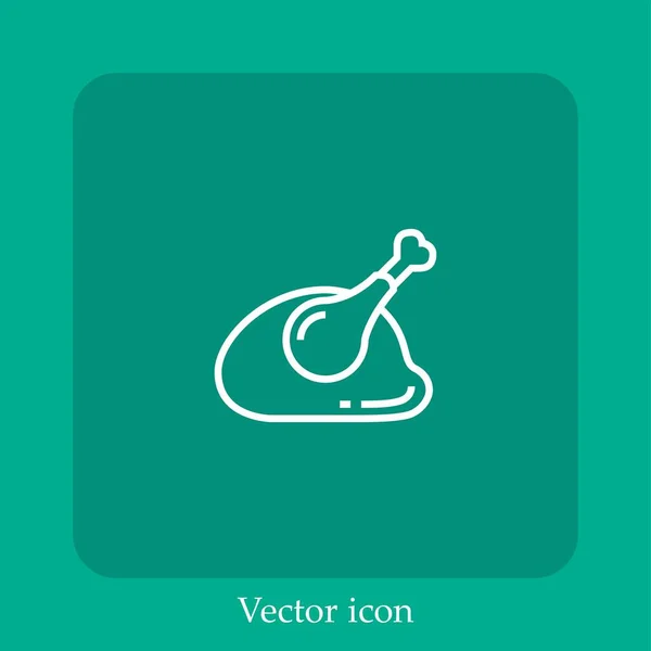 Icono Vector Pollo Asado Icon Line Lineal Con Carrera Editable — Vector de stock