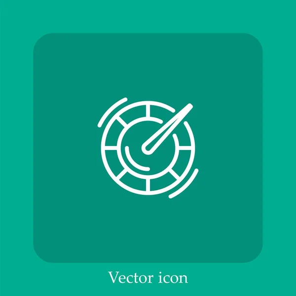 Icône Vectorielle Roulette Icône Linéaire Ligne Avec Course Modifiable — Image vectorielle