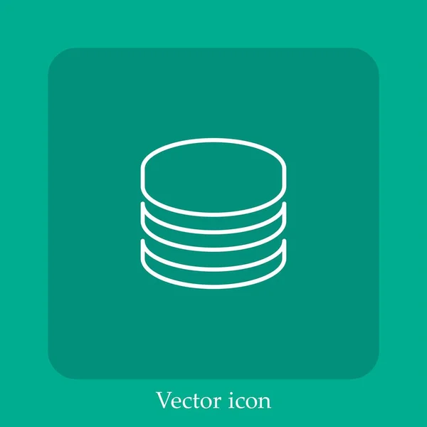 Redondeado Icono Vector Base Datos Icon Line Lineal Con Carrera — Vector de stock