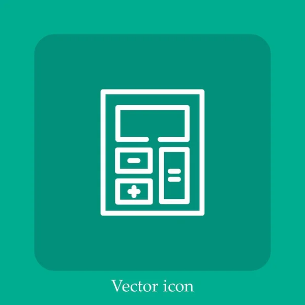 Escola Ícone Vetor Calculadora Linear Icon Line Com Curso Editável — Vetor de Stock