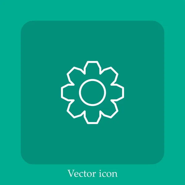 Paramètres Icône Vectorielle Roue Dentée Icône Linéaire Ligne Avec Course — Image vectorielle