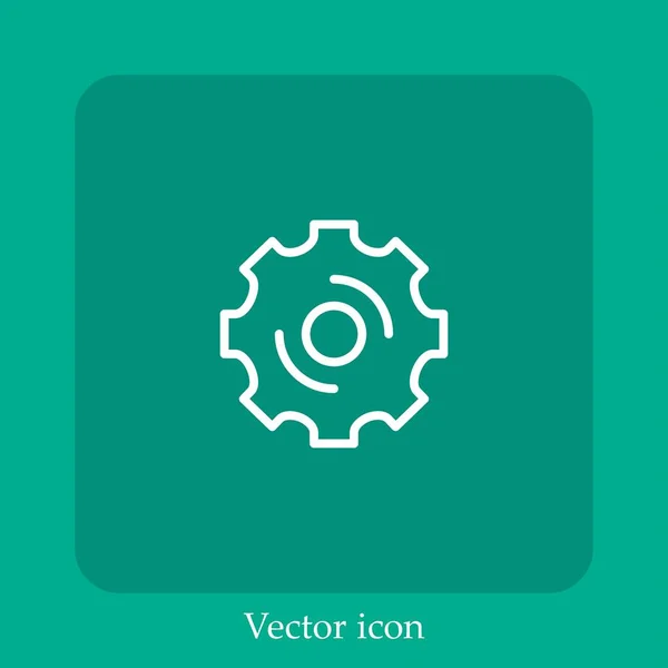 Ajustes Icono Vector Engranajes Icon Line Lineal Con Carrera Editable — Vector de stock