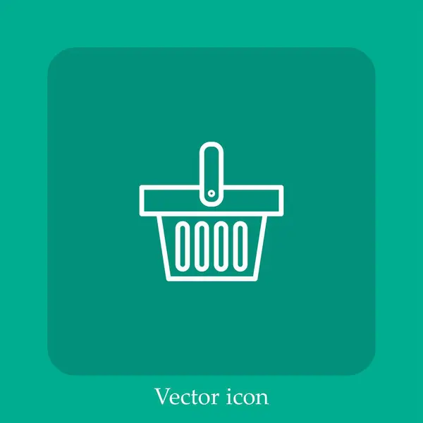 Cesta Compras Ícone Vetor Linear Icon Line Com Curso Editável — Vetor de Stock