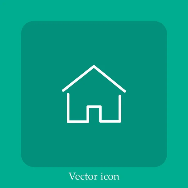 Icône Vectorielle Mince Maison Simple Icône Linéaire Ligne Avec Course — Image vectorielle