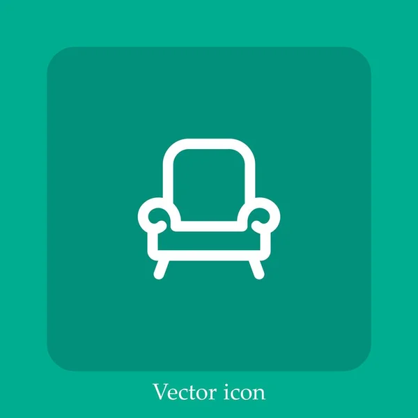 Icono Vector Sofá Único Icon Line Lineal Con Carrera Editable — Vector de stock