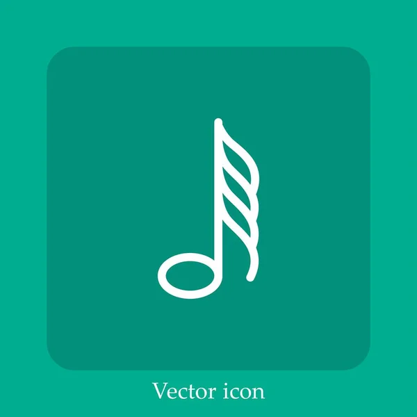 Sixty Fourth Note Vector Icon Linear Icon Line Editable Stroke — Stock Vector