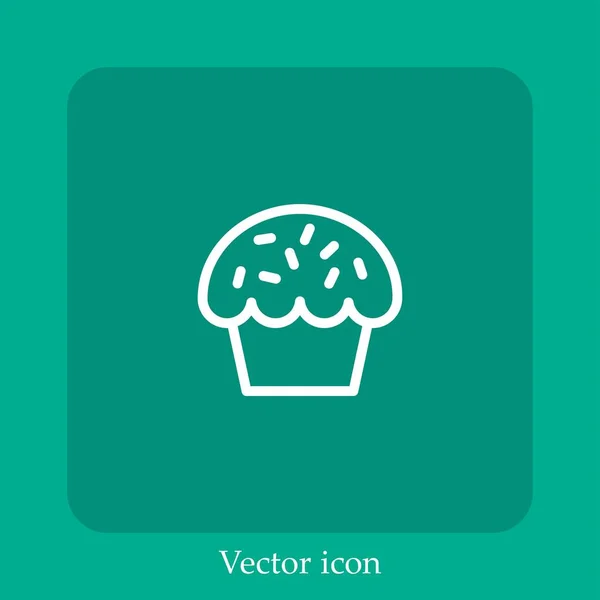 Kleines Cupcake Vektor Symbol Lineare Icon Line Mit Editierbarem Strich — Stockvektor