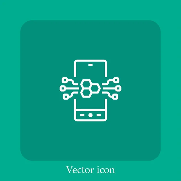 Icône Vectorielle Smartphone Icône Linéaire Ligne Avec Course Modifiable — Image vectorielle