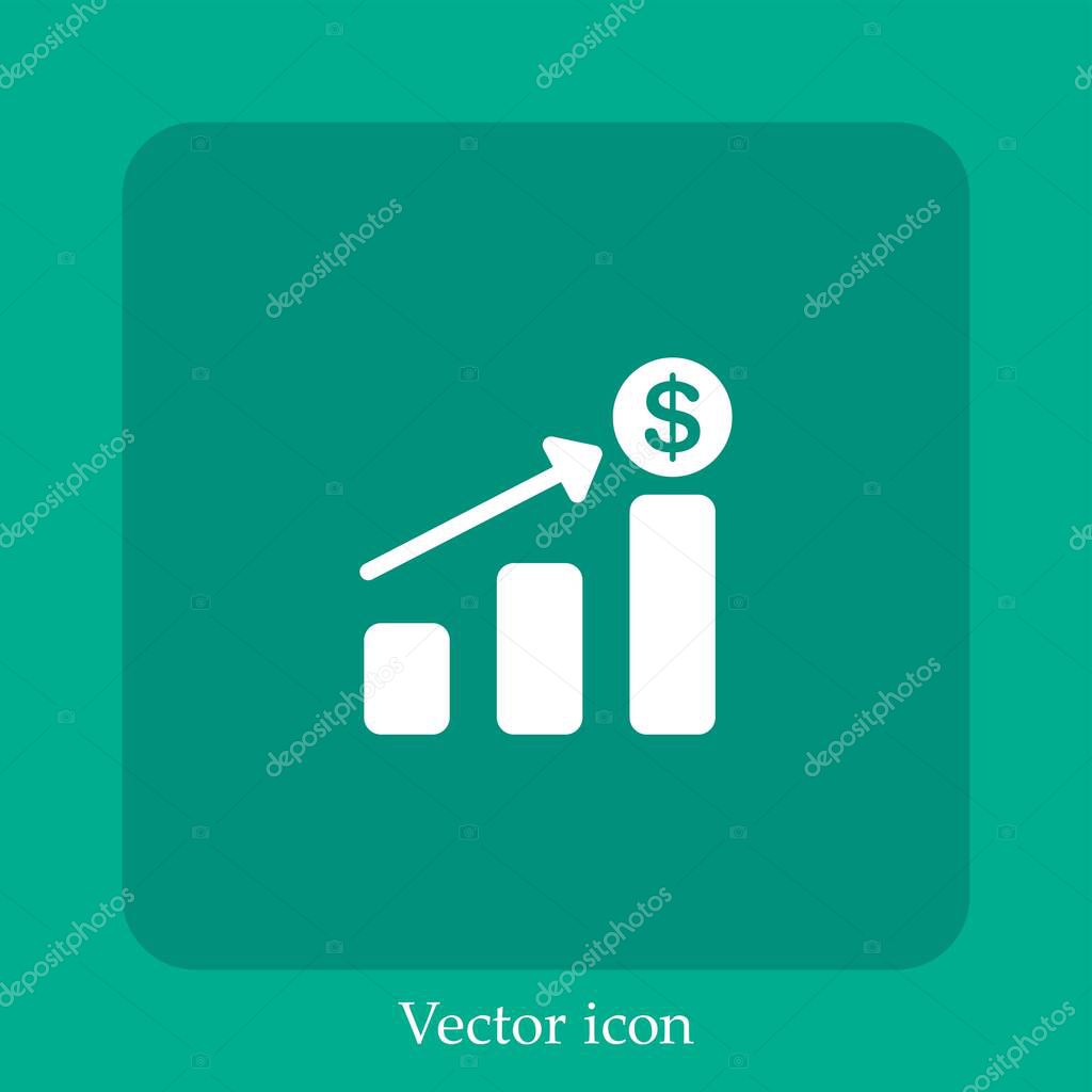 Increased revenue vector icon linear icon.Line with Editable stroke