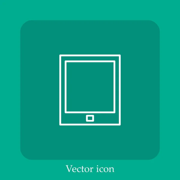 Icône Vectorielle Tablette Carré Icône Linéaire Ligne Avec Course Modifiable — Image vectorielle