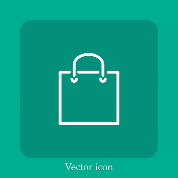 Saco Compras Quadrado Com Ícone Vetor Alça Linear Icon Line — Vetor de Stock
