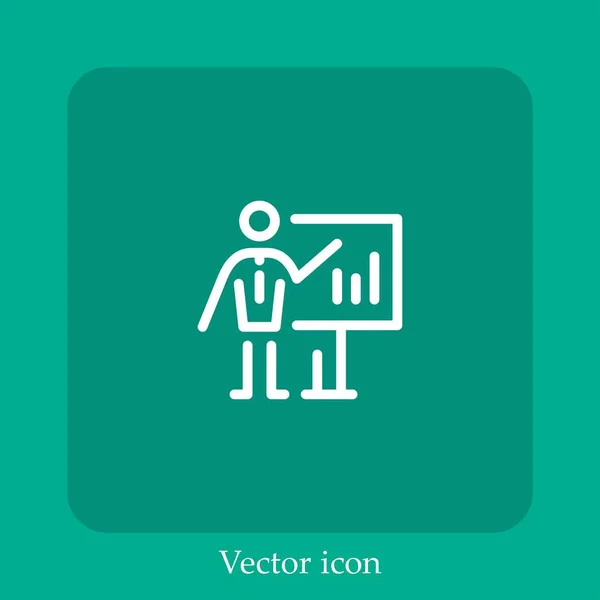 Estadísticas Icono Vector Presentación Icon Line Lineal Con Carrera Editable — Vector de stock