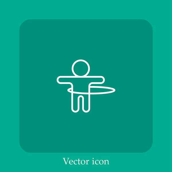 Stick Man Hoop Vector Icon Linear Icon Line Editable Stroke — Stock Vector