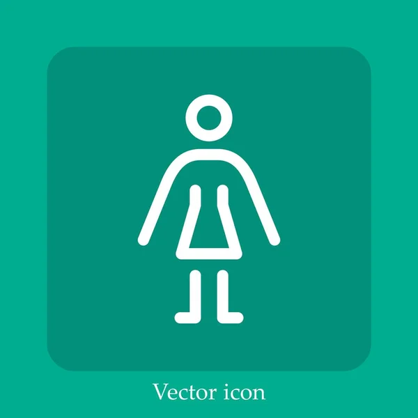 Stick Woman Vector Icon Linear Icon Line Editable Stroke — Stock Vector