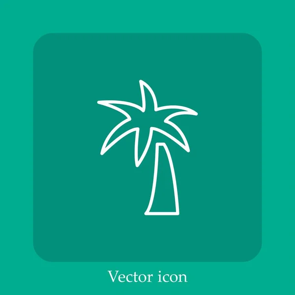 Icono Vector Árbol Tropical Icono Lineal Línea Con Trazo Editable — Vector de stock