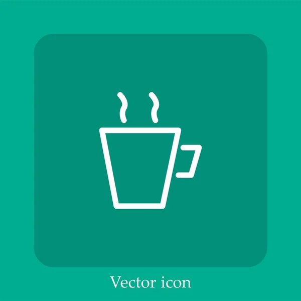 Cálida Taza Cuadrada Icono Vector Icon Line Lineal Con Carrera — Vector de stock