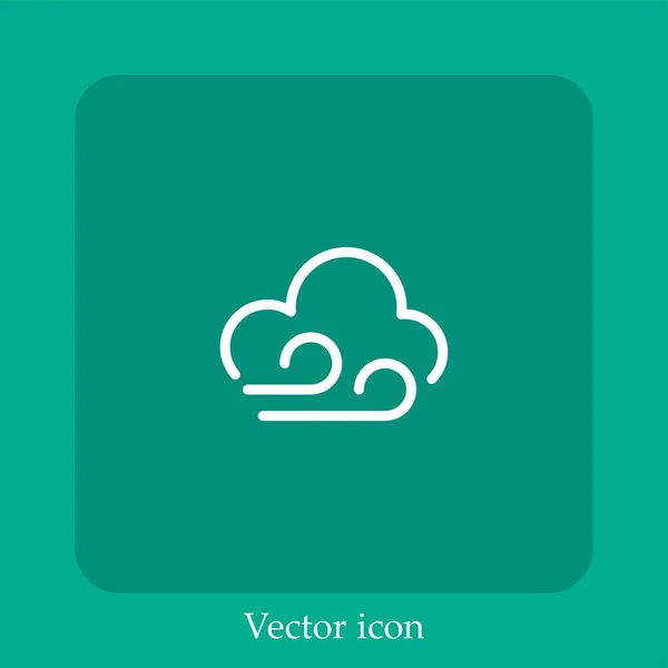 Wind Und Wolkenvektorsymbol Linear Icon Line Mit Editierbarem Strich — Stockvektor