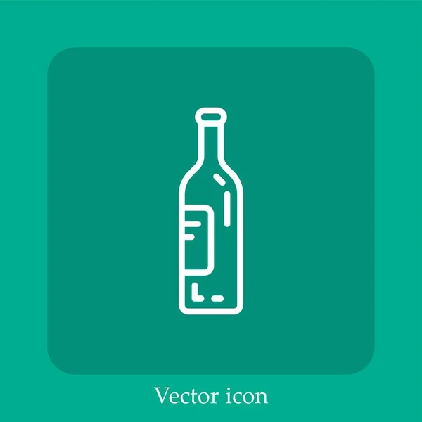 Wine Bottle Vector Icon Linear Icon Line Editable Stroke — Stock Vector