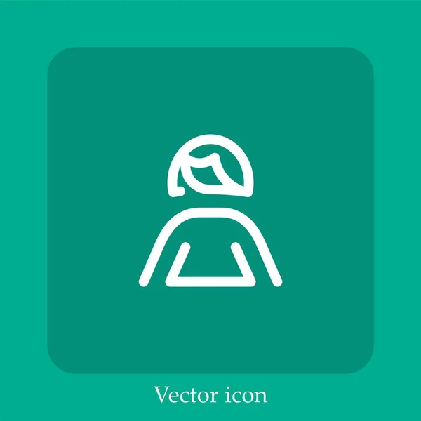 Mujer Con Icono Vector Pelo Corto Icon Line Lineal Con — Vector de stock