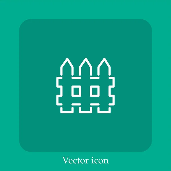 Wood Fence Vector Icon Linear Icon Line Editable Stroke — Stock Vector