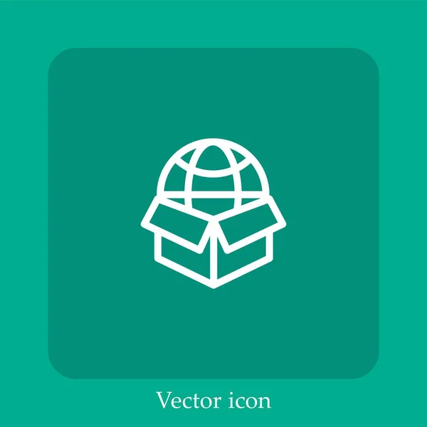 Icono Vector Entrega Todo Mundo Icon Line Lineal Con Carrera — Vector de stock