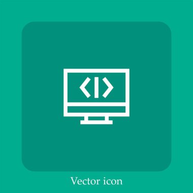 Kod vektör doğrusal simgesi. Düzenlenebilir vuruş ile satır