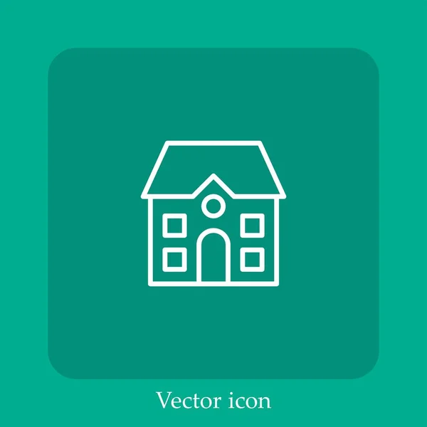 Escola Ícone Vetor Linear Icon Line Com Curso Editável — Vetor de Stock