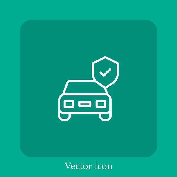 Ícone Vetor Seguro Automóvel Linear Icon Line Com Curso Editável — Vetor de Stock