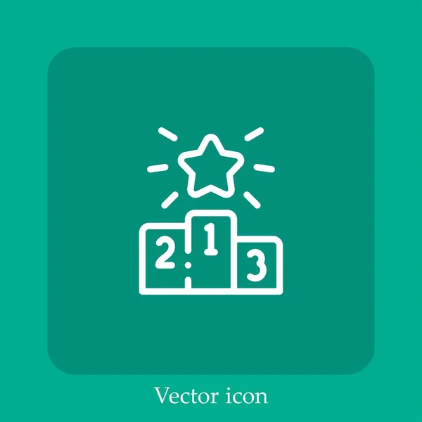 Icono Del Vector Ganador Icon Line Lineal Con Carrera Editable — Vector de stock