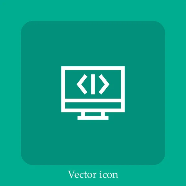 Icono Vector Código Icon Line Lineal Con Carrera Editable — Archivo Imágenes Vectoriales