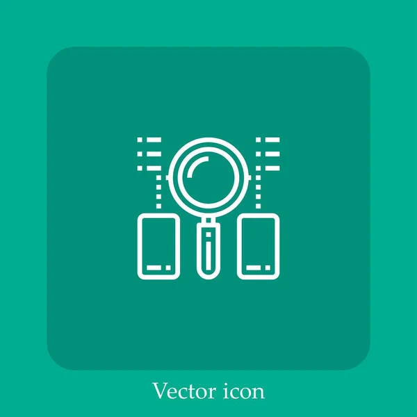 Icono Vector Investigación Icon Line Lineal Con Carrera Editable — Vector de stock