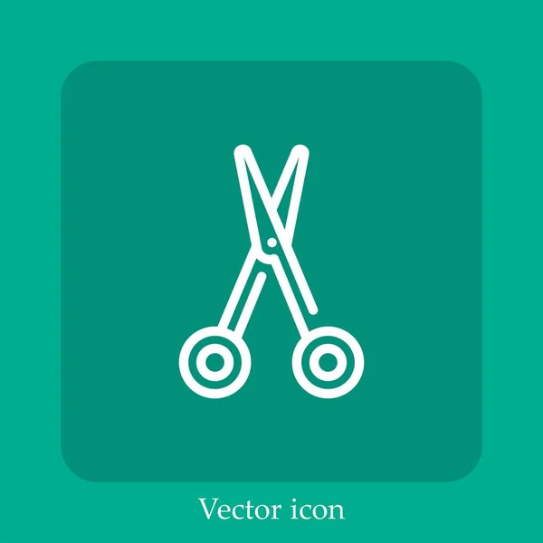 Tijeras Vector Icono Icon Line Lineal Con Carrera Editable — Vector de stock