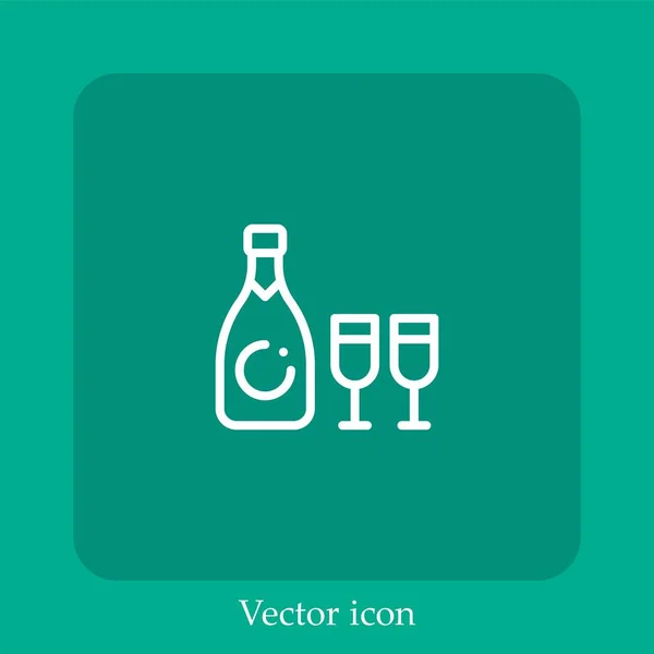 Champagner Vektor Symbol Lineare Symbol Linie Mit Editierbarem Strich — Stockvektor