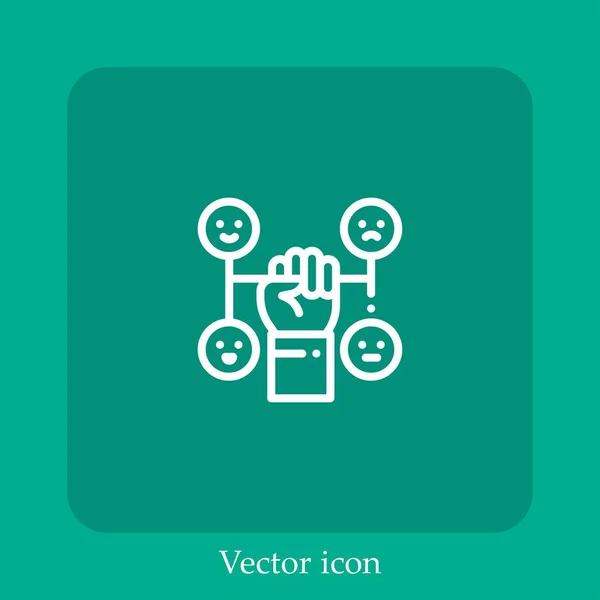 Icône Vectorielle Émotion Icône Linéaire Ligne Avec Course Modifiable — Image vectorielle