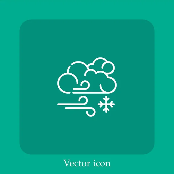 Значок Вектора Ветра Линейный Icon Line Редактируемым Штрихом — стоковый вектор