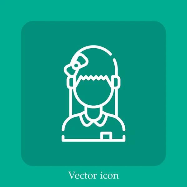 Chica Icono Vectorial Icon Line Lineal Con Carrera Editable — Vector de stock