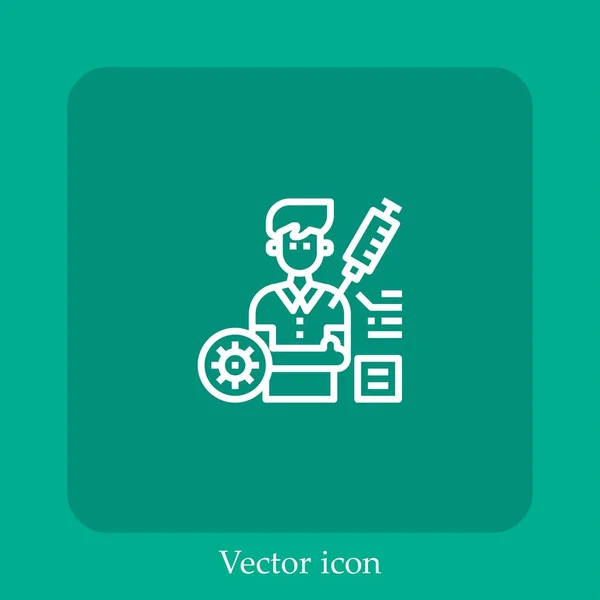 Icono Del Vector Vacuna Icon Line Lineal Con Accidente Cerebrovascular — Vector de stock